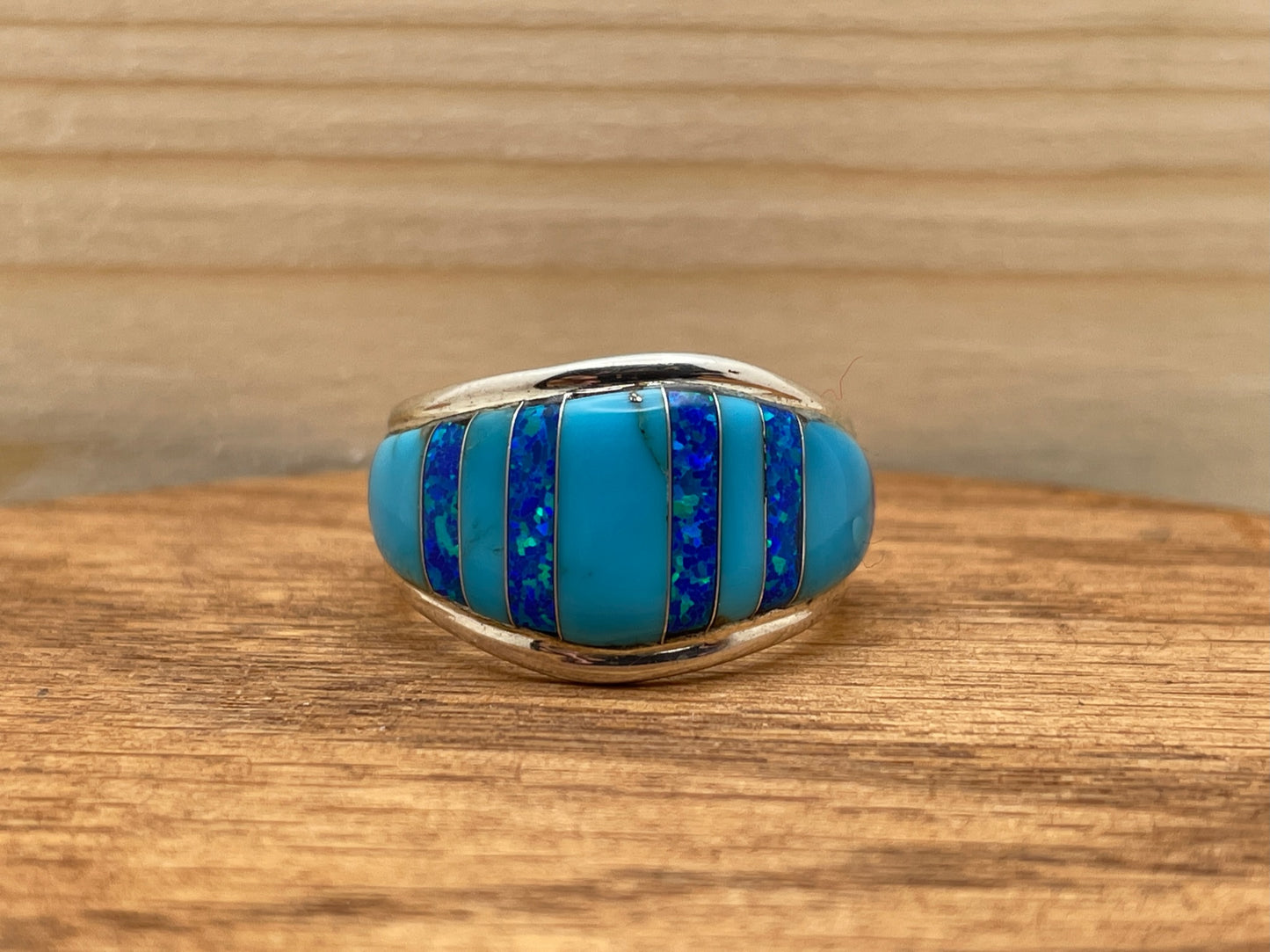 Turquoise and Blue Lapis Southwest Sterling Silver Ring