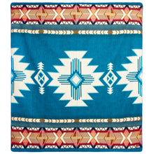 Load image into Gallery viewer, Ultra-Soft Alpaca Wool Southwest Throw Blanket - Zia Fresh Water
