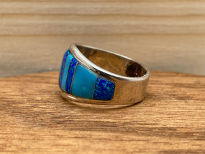 Turquoise and Blue Lapis Southwest Sterling Silver Ring
