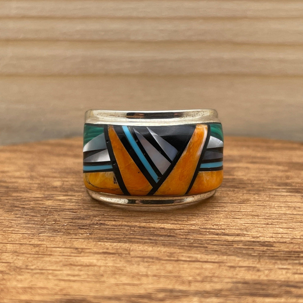 Southwest Inlay Multi Stone Sterling Silver Ring