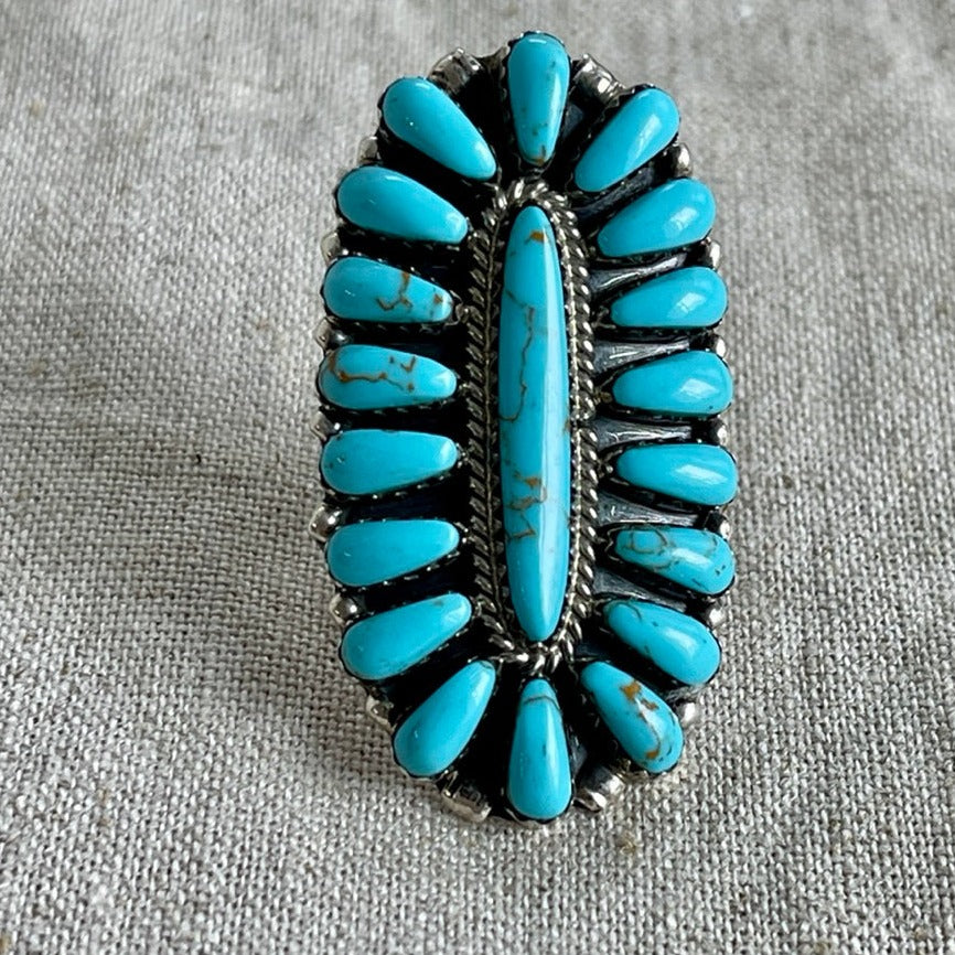 Needlepoint Turquoise Sterling Silver Ring