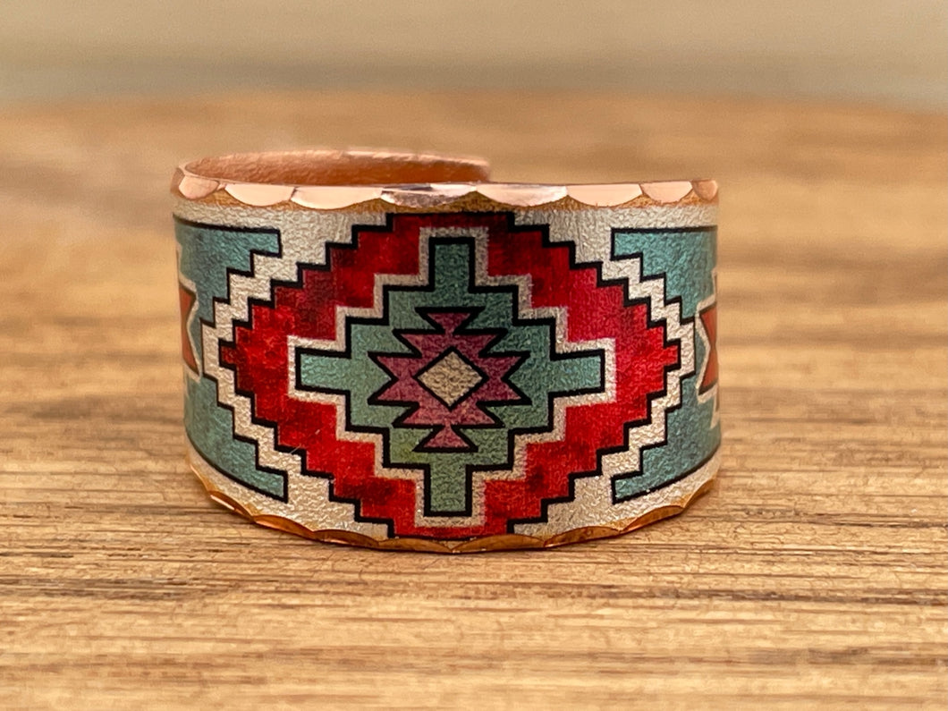 Chakana Painted Copper Ring