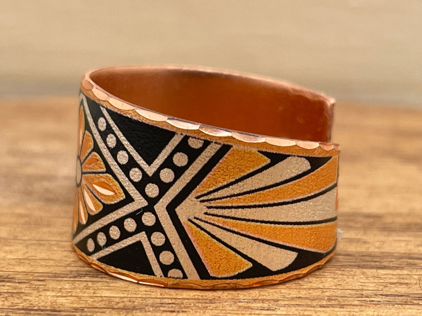Phous Geometric Painted Chakana Ring